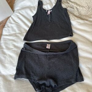 Victoria's Secret Dark Gray Ribbed Tank Top
